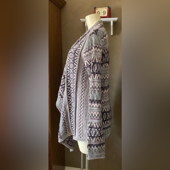 Calypso St. Barth 100% Baby Alpaca Cardigan Sweater Gray Pink Beaded, tassel S - Picture 11 of 16